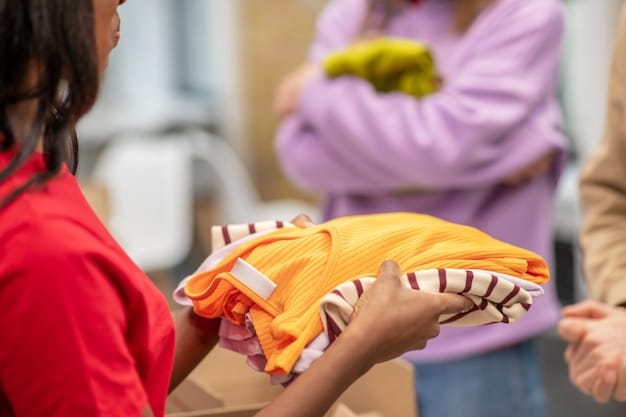 A group of volunteers at an LGBTQ+ community center in China are sorting donations of clothes and food.