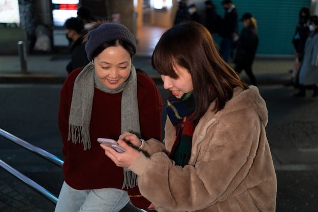 Two transgender individuals in Shanghai are carefully reviewing the privacy settings on their smartphones related to AI applications, ensuring their personal data is protected.