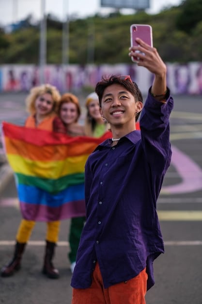 An image showing diverse Chinese LGBT individuals at a pride parade. The image showcases a range of ages, ethnicities, and styles, highlighting the diversity within the community. They are holding signs and banners promoting acceptance and equality.